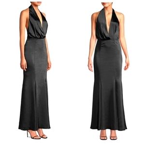 FAME AND PARTNERS The Orchid Drape Evening Dress In Black NWT Size 8